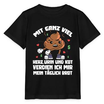 Altenpflegerin - Mit ganz viel Herz Urin und Kot - Stanley/Stella Kinder T-Shirt MINI CREATOR  - Schwarz - Vorne - Mikhail (115cm)