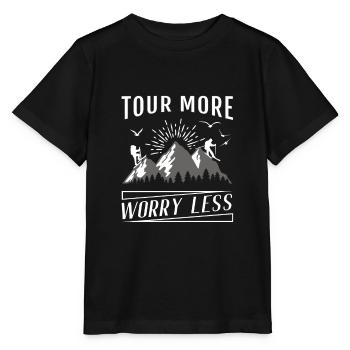 Tour More Worry Less Ski Touring - Stanley/Stella Kinder T-Shirt MINI CREATOR  - Schwarz - Vorne - Mikhail (115cm)
