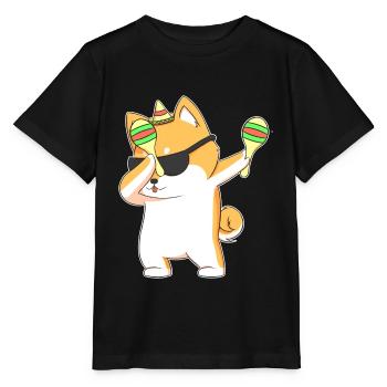 Tupfen Shiba Inu Hund In Sombrero Mit Maracas - Stanley/Stella Kinder T-Shirt MINI CREATOR  - Schwarz - Vorne - Mikhail (115cm)