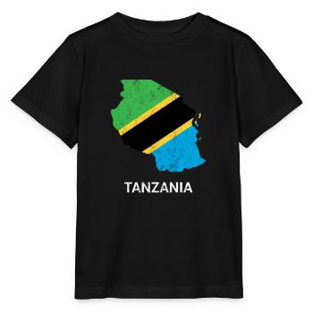 Tansania Länderkarte &flagge - Stanley/Stella Kinder T-Shirt MINI CREATOR  - Schwarz - Vorne - Mikhail (115cm)