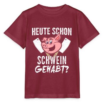 Heute Schon Schwein Gehabt Metzger - Stanley/Stella Kinder T-Shirt MINI CREATOR  - Burgunderrot - Vorne - Kain (125cm)