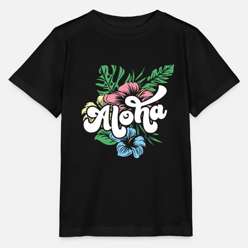 Aloha Hibiscus Hawaii - T-shirt bio MINI CREATOR Stanley/Stella Enfant - noir