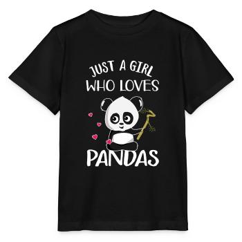 Juste une fille qui aime les pandas - cadeau ours panda - T-shirt bio MINI CREATOR Stanley/Stella Enfant - noir - Devant - Mikhail (115cm)