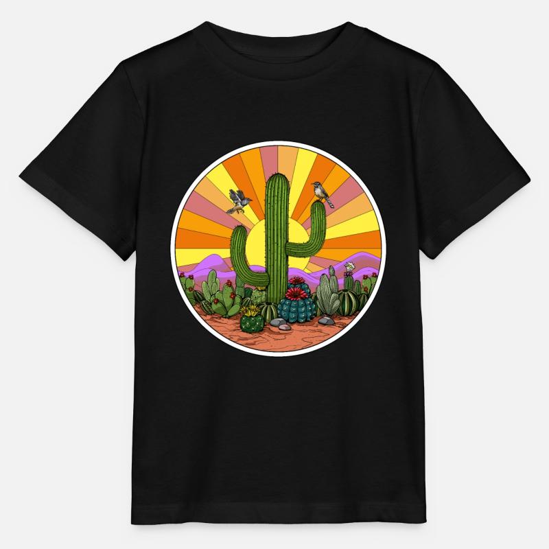 Désert de cactus hippie - T-shirt bio MINI CREATOR Stanley/Stella Enfant - noir