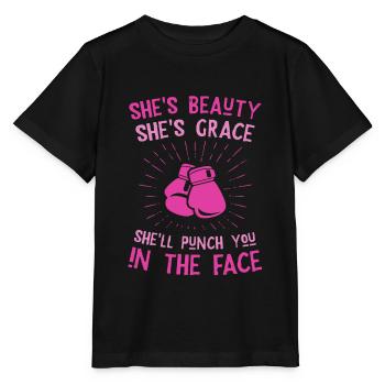 Beauty Grace Punch you in the face - Stanley/Stella Kinder T-Shirt MINI CREATOR  - Schwarz - Vorne - Mikhail (115cm)