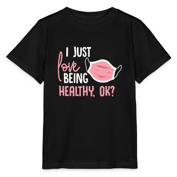 Masque facial masque protège-dents Corona Healthy - T-shirt bio MINI CREATOR Stanley/Stella Enfant - noir - Devant - Mikhail (115cm)