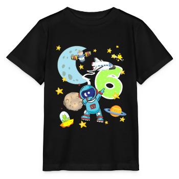 Astronaut 6 Jahre Geburtstag Sechs Weltall Rakete - Stanley/Stella Kinder T-Shirt MINI CREATOR  - Schwarz - Vorne - Mikhail (115cm)