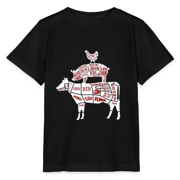 Grilling meat pieces chicken pork beef - Stanley/Stella MINI CREATOR Kids’ T-Shirt - black - Front - Mikhail (115cm)