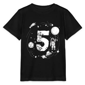 Children's space astronaut 5th birthday astronaut - Stanley/Stella MINI CREATOR Kids’ T-Shirt - black - Front - Mikhail (115cm)