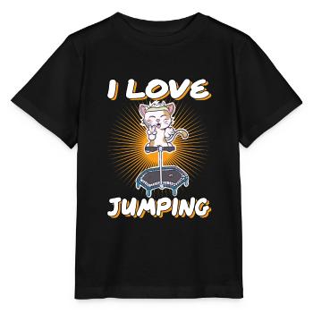 I love Jumping cat trampoline jumpstyle hopping - T-shirt bio MINI CREATOR Stanley/Stella Enfant - noir - Devant - Mikhail (115cm)