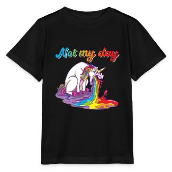 Not My Day unicorn spits vomit - Stanley/Stella MINI CREATOR Kids’ T-Shirt - black - Front - Mikhail (115cm)