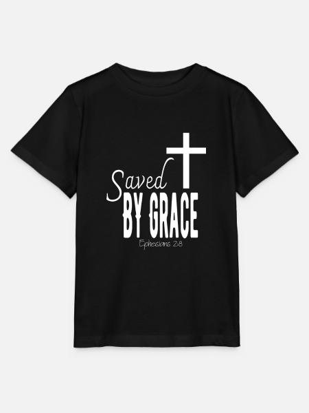 SAVED BY GRACE - Epheser 2,8 - Stanley/Stella Kinder T-Shirt MINI CREATOR - Schwarz