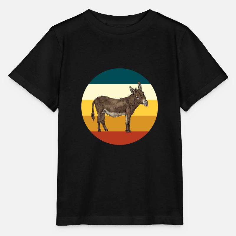 Retro Esel - Stanley/Stella Kinder T-Shirt MINI CREATOR  - Schwarz