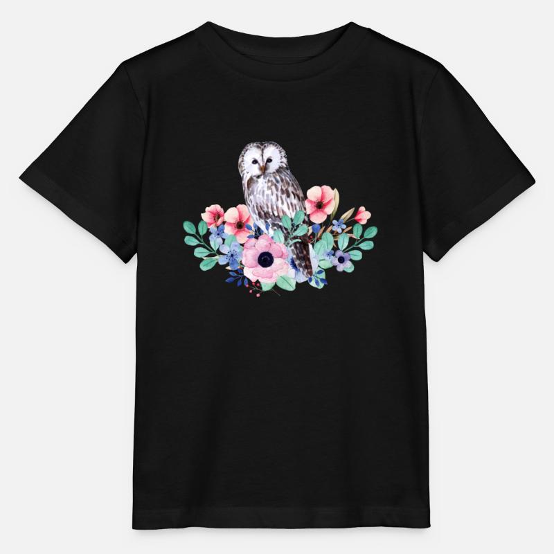 Oiseau hibou - T-shirt bio MINI CREATOR Stanley/Stella Enfant - noir