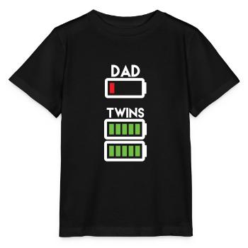Fête des pères papa jumeau disant papa de cadeau jumeau - T-shirt bio MINI CREATOR Stanley/Stella Enfant - noir - Devant - Mikhail (115cm)