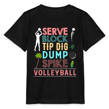 Volley-ball - Serve Block Tip Dig Dump Spike - T-shirt bio MINI CREATOR Stanley/Stella Enfant - noir - Devant - Mikhail (115cm)