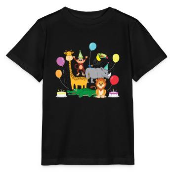 Birthday Zoo Animals Kindergarten Party Gift - Stanley/Stella MINI CREATOR Kids’ T-Shirt - black - Front - Mikhail (115cm)