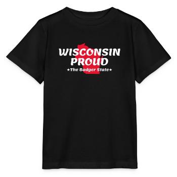 Wisconsin Proud State Devise The Badger State print - T-shirt bio MINI CREATOR Stanley/Stella Enfant - noir - Devant - Mikhail (115cm)