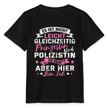 Lustig Polizistin Polizei Frau Prinzessin Geschenk - Stanley/Stella Kinder T-Shirt MINI CREATOR  - Schwarz - Vorne - Mikhail (115cm)