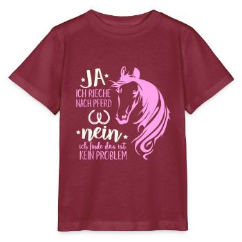 Reiter - Nach Pferd riechen - Stanley/Stella Kinder T-Shirt MINI CREATOR  - Burgunderrot - Vorne - Kain (125cm)