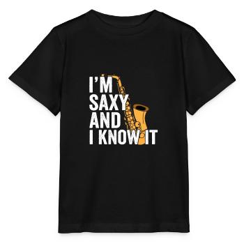 Saxophonist Geschenkidee - Stanley/Stella Kinder T-Shirt MINI CREATOR  - Schwarz - Vorne - Mikhail (115cm)