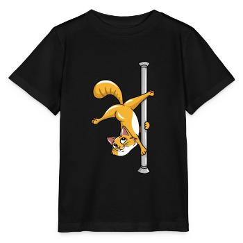 Pole Dancing Cat - T-shirt bio MINI CREATOR Stanley/Stella Enfant - noir - Devant - Mikhail (115cm)