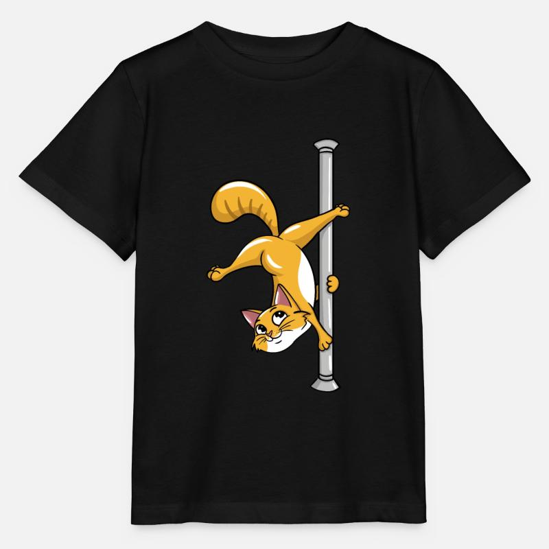 Pole Dancing Cat - Stanley/Stella MINI CREATOR Kids’ T-Shirt - black