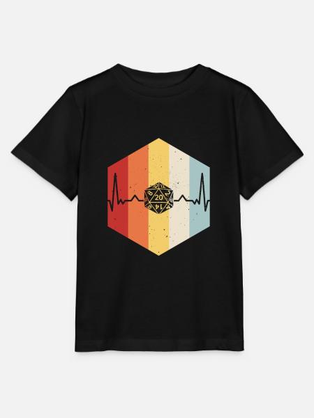 D20 Retro-Herzschlag - Stanley/Stella Kinder T-Shirt MINI CREATOR - Schwarz