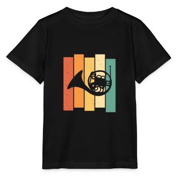 French Horn Vintage Retro Design - Stanley/Stella MINI CREATOR Kids’ T-Shirt - black - Front - Mikhail (115cm)