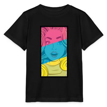 Comic style woman colorful - Stanley/Stella MINI CREATOR Kids’ T-Shirt - black - Front - Mikhail (115cm)