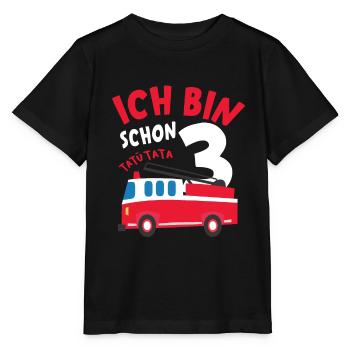 3. Geburtstag Feuerwehrwagen Jungen 3 Jahre - Stanley/Stella Kinder T-Shirt MINI CREATOR  - Schwarz - Vorne - Mikhail (115cm)