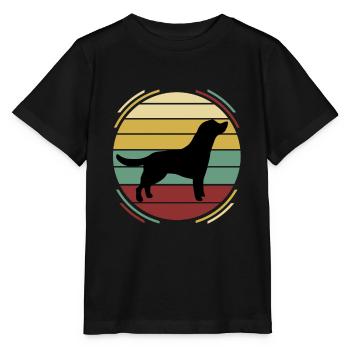 Retro Hund Labrador - Stanley/Stella Kinder T-Shirt MINI CREATOR  - Schwarz - Vorne - Mikhail (115cm)