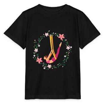 Acrobatie aérienne yoga fleur sport acrobate aérien - T-shirt bio MINI CREATOR Stanley/Stella Enfant - noir - Devant - Mikhail (115cm)