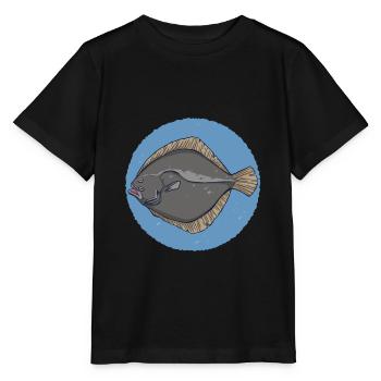 Plattfisch Scholle Flunder Klische Brandungsangeln - Stanley/Stella Kinder T-Shirt MINI CREATOR  - Schwarz - Vorne - Mikhail (115cm)