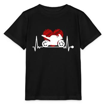 Herzschlag Motorrad Biker Bike Motorbike Puls EKG - Stanley/Stella Kinder T-Shirt MINI CREATOR  - Schwarz - Vorne - Mikhail (115cm)