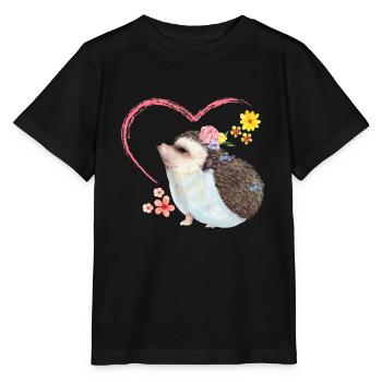 Hedgehog pile of leaves - Stanley/Stella MINI CREATOR Kids’ T-Shirt - black - Front - Mikhail (115cm)