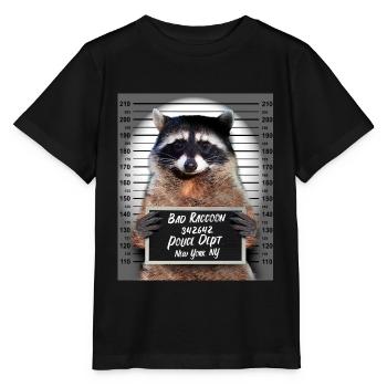 Waschbär Polizeifoto Raccoon im Knast Gefängnis - Stanley/Stella Kinder T-Shirt MINI CREATOR  - Schwarz - Vorne - Mikhail (115cm)