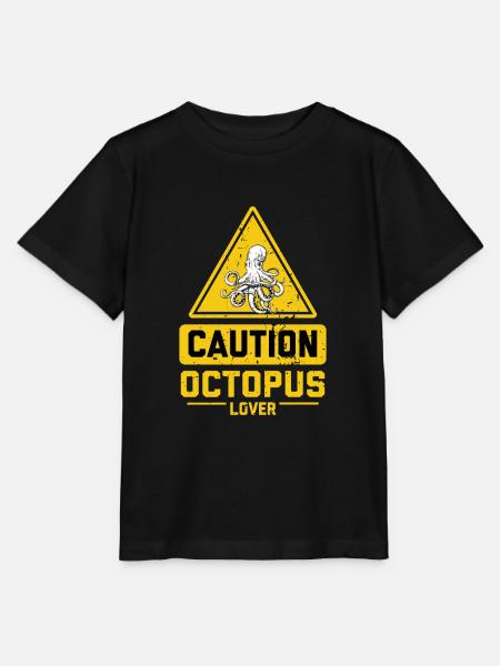 CAUTION Octopus Lover - Stanley/Stella Kinder T-Shirt MINI CREATOR - Schwarz