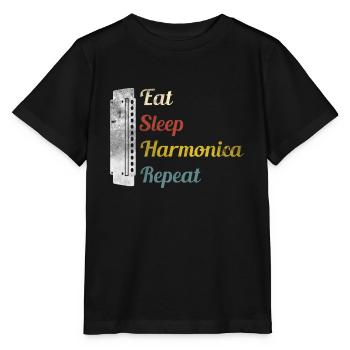 Eat Sleep Harmonica Repeat Harmonica - Stanley/Stella MINI CREATOR Kids’ T-Shirt - black - Front - Mikhail (115cm)