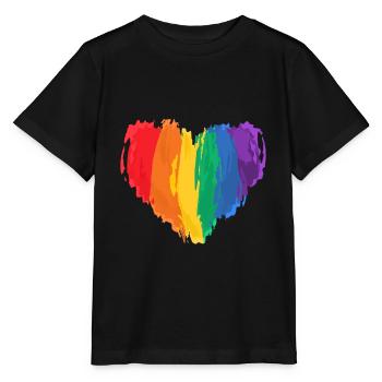 Coeur d'amour aquarelle LGBTQ - T-shirt bio MINI CREATOR Stanley/Stella Enfant - noir - Devant - Mikhail (115cm)