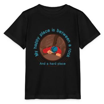 Meine glückliche Platz-lustige Höhlenforscher-Höhlengrafik - Stanley/Stella Kinder T-Shirt MINI CREATOR  - Schwarz - Vorne - Mikhail (115cm)