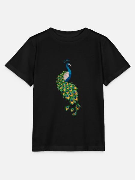 Pfau Tierliebhaber - Stanley/Stella Kinder T-Shirt MINI CREATOR  - Schwarz