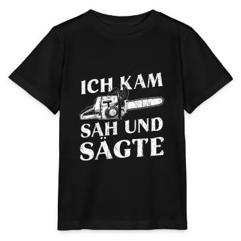 Ich kam sah und sägte - Stanley/Stella Kinder T-Shirt MINI CREATOR  - Schwarz - Vorne - Mikhail (115cm)