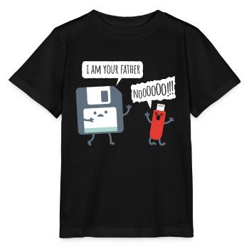 USB Floppy Disk - Nerd Geek Shirt - Stanley/Stella MINI CREATOR Kids’ T-Shirt - black - Front - Mikhail (115cm)