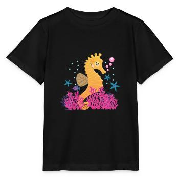 Hippocampe hippocampe - T-shirt bio MINI CREATOR Stanley/Stella Enfant - noir - Devant - Mikhail (115cm)