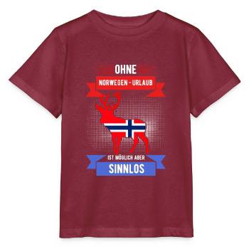 Norwegen - Stanley/Stella Kinder T-Shirt MINI CREATOR  - Burgunderrot - Vorne - Kain (125cm)