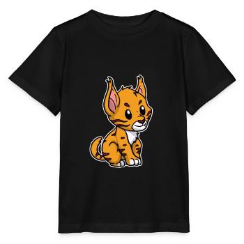 Cute Baby Lynx Animal Bobcat Gift Idea - Stanley/Stella MINI CREATOR Kids’ T-Shirt - black - Front - Mikhail (115cm)