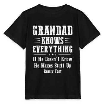 Grandad Knows Everything - Stanley/Stella MINI CREATOR Kids’ T-Shirt - black - Front - Mikhail (115cm)