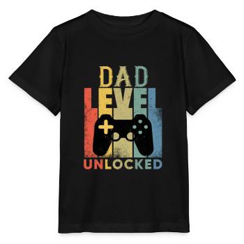 Mens Pregnancy Announcement Dad Level Unlocked - Stanley/Stella Kinder T-Shirt MINI CREATOR  - Schwarz - Vorne - Mikhail (115cm)