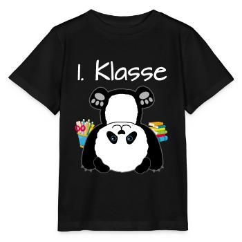 1. Klasse Panda Einschulung Geschenk 2020 - Stanley/Stella Kinder T-Shirt MINI CREATOR  - Schwarz - Vorne - Mikhail (115cm)